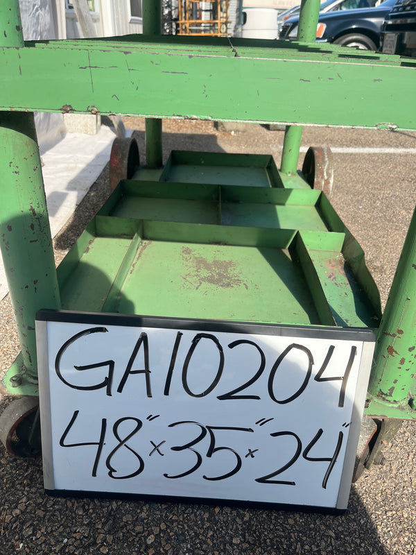 Green Metal Industrial Rolling Parts Cart GA10204