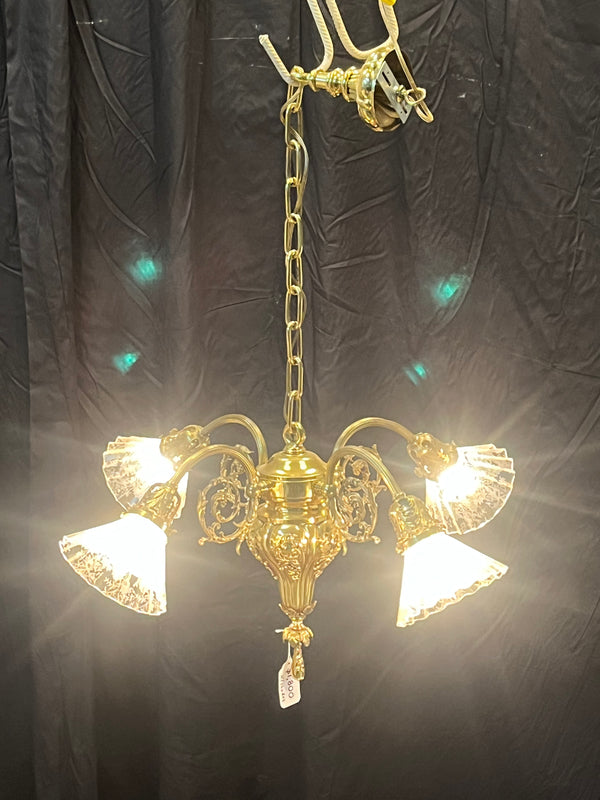 Brass Chandelier with Antique Shades GA10208