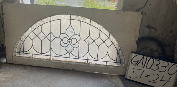 Leaded Clear Glass Fleur-de-Lis Transom Window GA10330