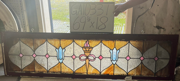 Stained Glass Torch Transom Window GA10331