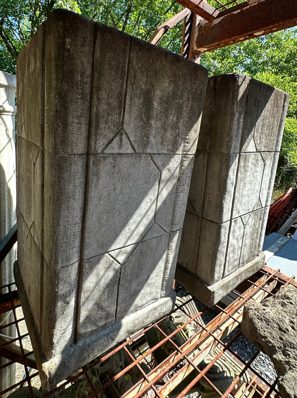 Geometric Hollow Concrete Pedestal Pair GA20205