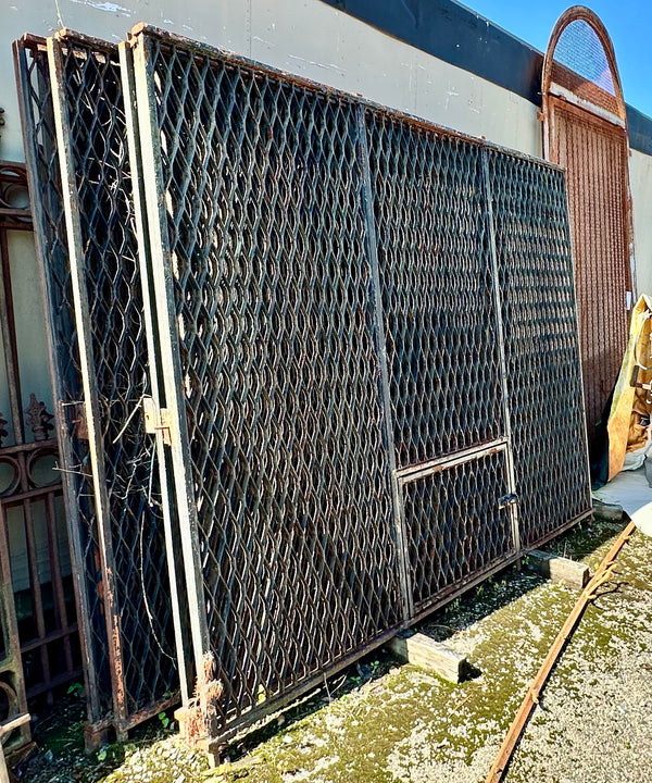 1920s Hand-Riveted Honeycomb Pattern Steel Panel Gates GA20211