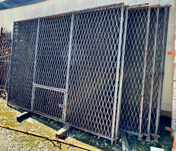 1920s Hand-Riveted Honeycomb Pattern Steel Panel Gates GA20211