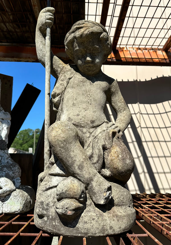 Concrete Garden Statue of Child Holding Stake GA20213