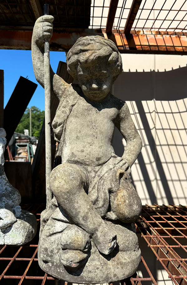 Concrete Garden Statue of Child Holding Stake GA20213