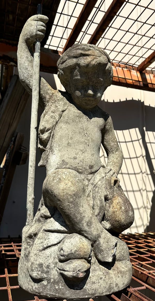 Concrete Garden Statue of Child Holding Stake GA20213