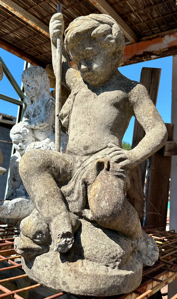 Concrete Garden Statue of Child Holding Stake GA20213