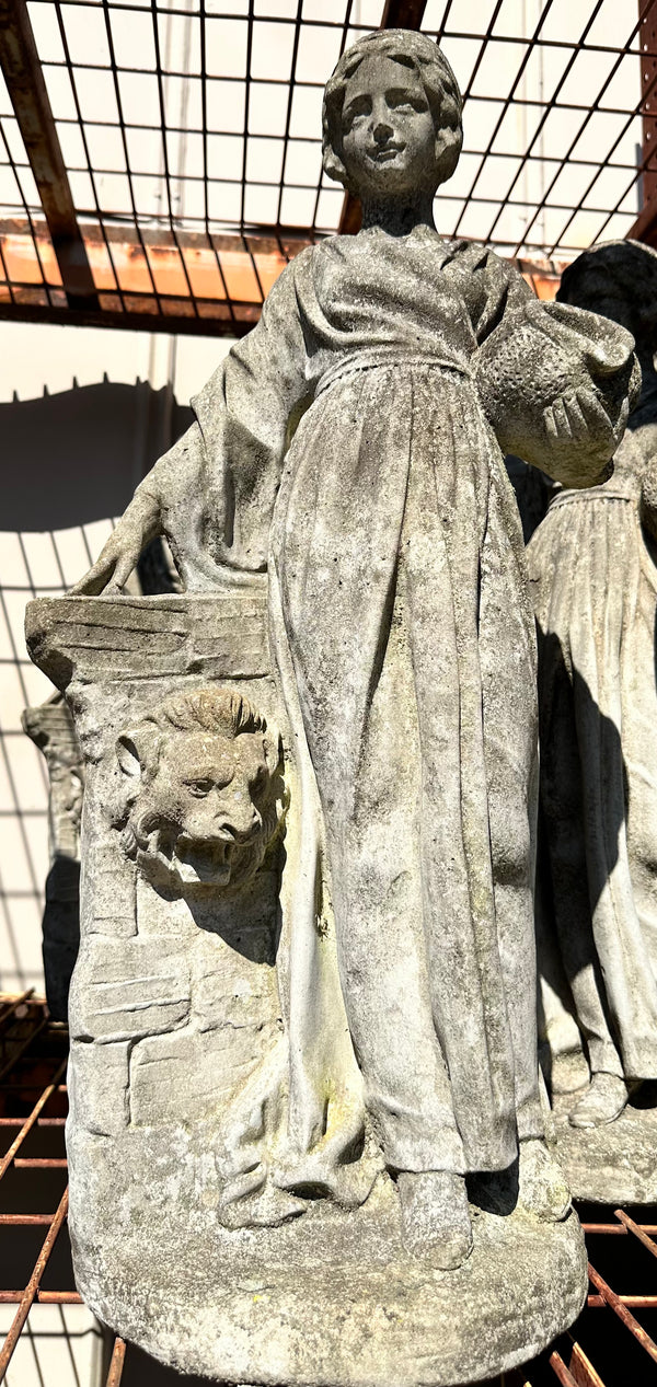 Concrete Garden Statue of Woman Figure Holding Water Vessel GA20214
