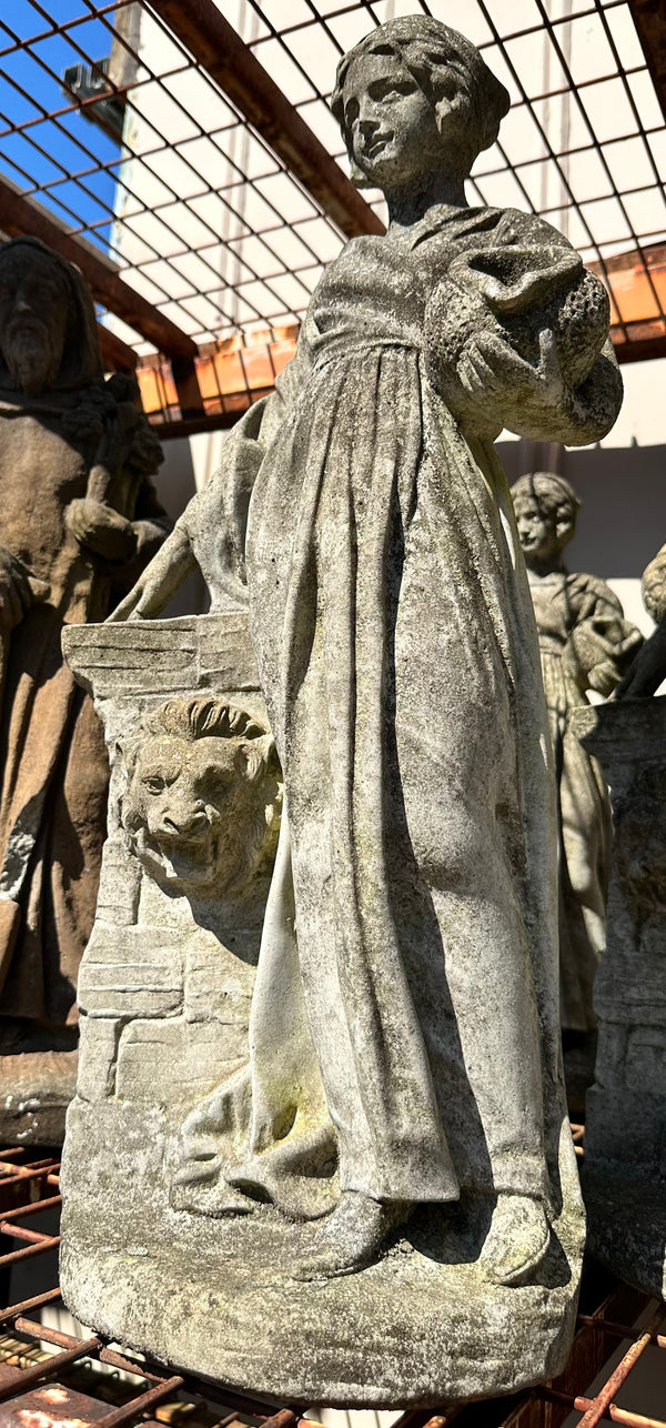 Concrete Garden Statue of Woman Figure Holding Water Vessel GA20214