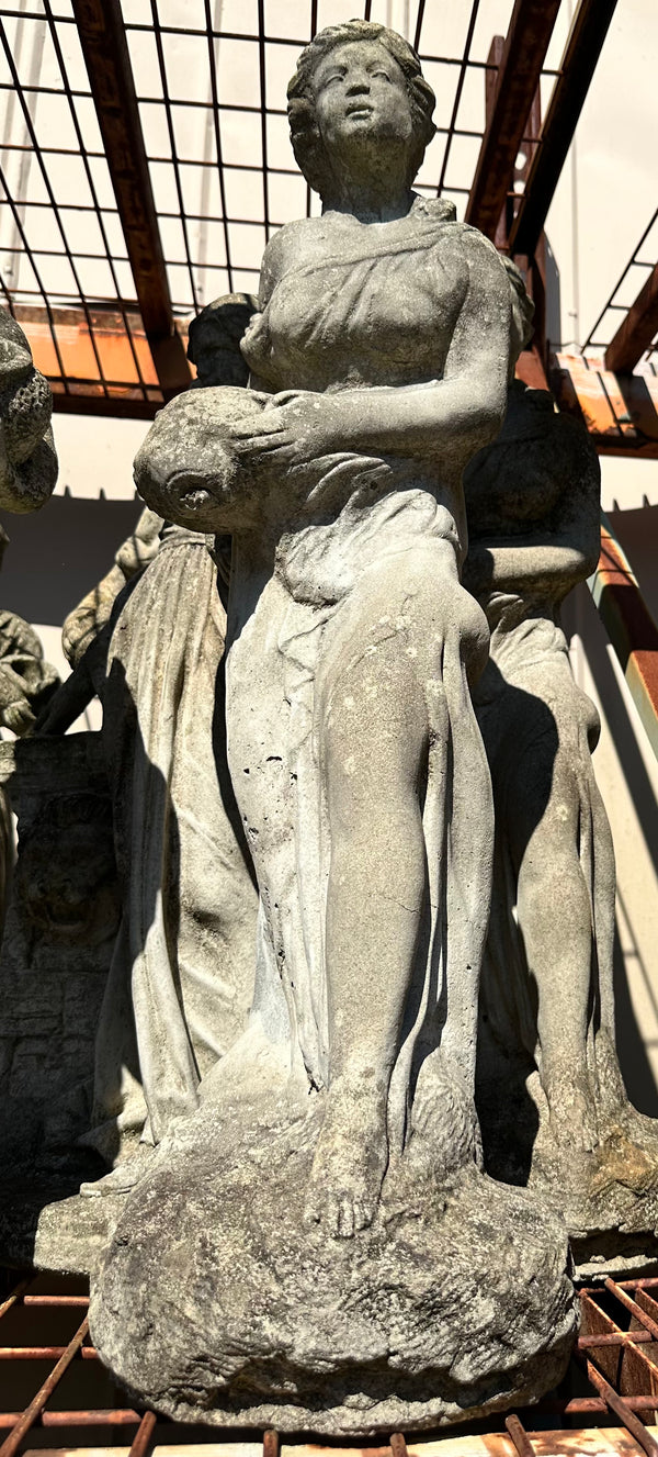 Concrete Garden Statue of Woman Figure Pouring Water Vessel GA20215