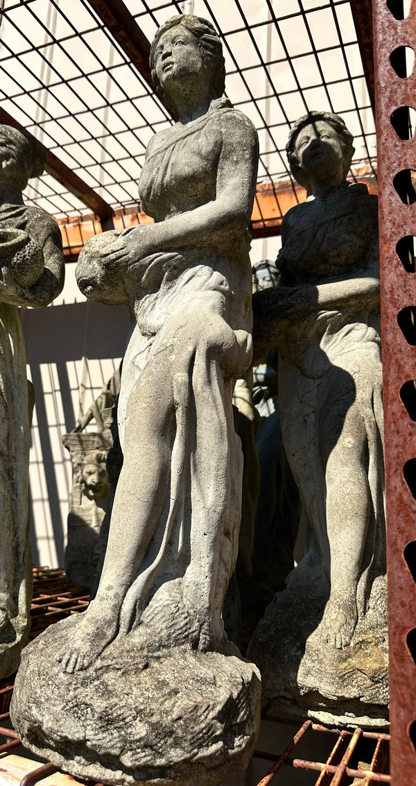 Concrete Garden Statue of Woman Figure Pouring Water Vessel GA20215