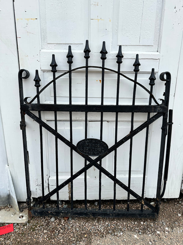 Antique Iron Spear-Top Garden Gate w/ Cross Hatch Design GA20245