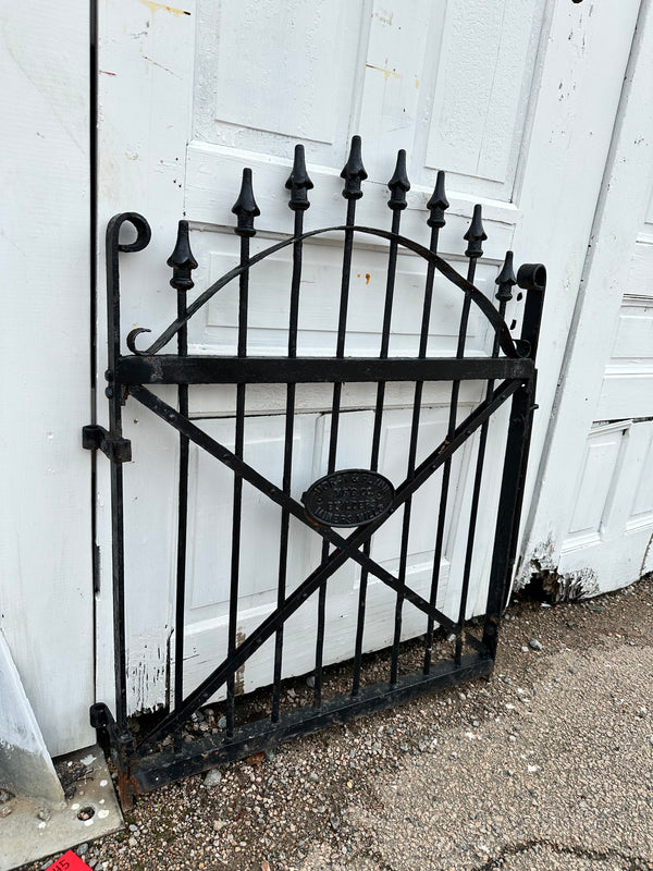 Antique Iron Spear-Top Garden Gate w/ Cross Hatch Design GA20245