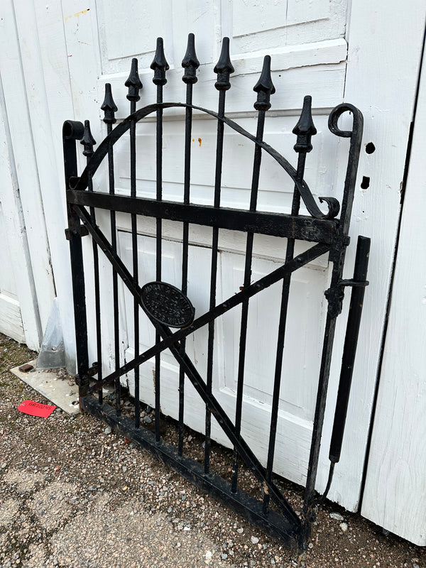 Antique Iron Spear-Top Garden Gate w/ Cross Hatch Design GA20245