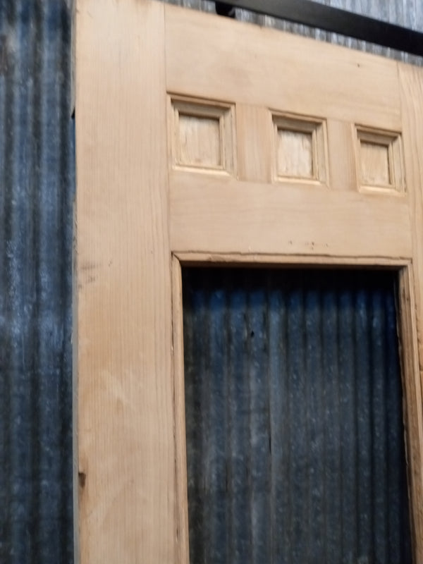 Pair of Newly Stripped Half Glass & Ornate Raised Panel Exterior Doors GA9364