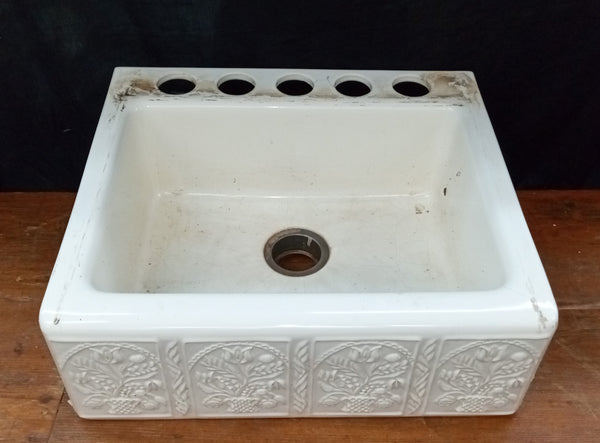 Large Porcelain Built-In Sink with Ornate Front Apron GA9430