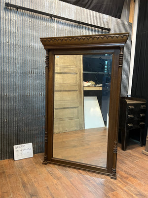Large Victorian Eastlake Beveled Glass Mirror with Carved Wood Columns Solid Walnut GA10144