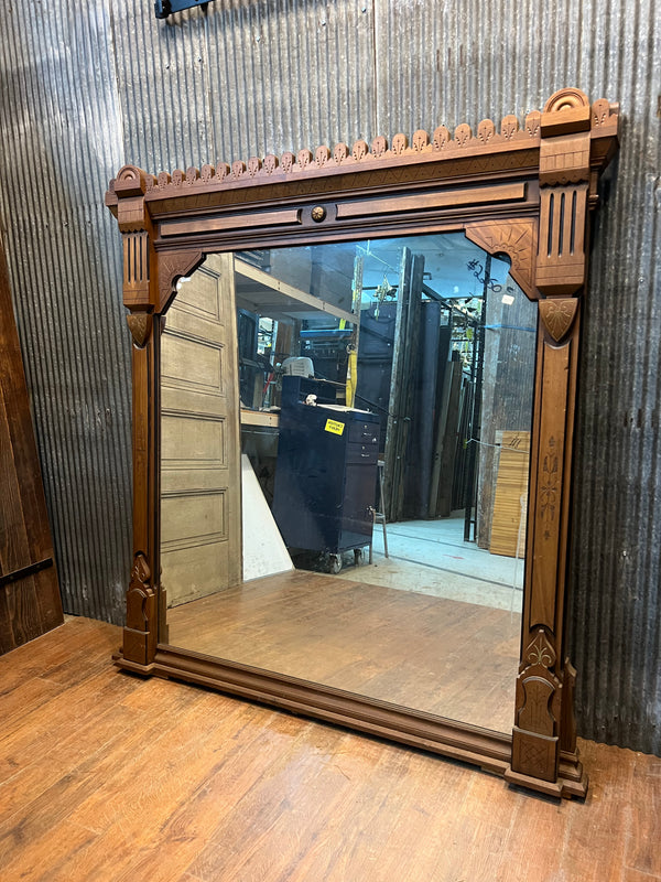 Victorian/Eastlake Mantle Mirror Solid Walnut GA10146