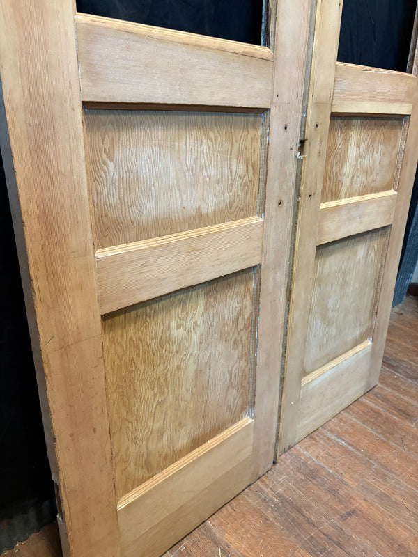 Antique 1/2 Glass Pine Door Pair GS6007