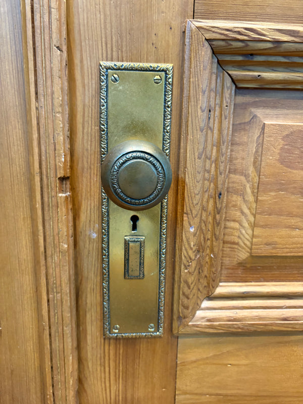 Restored Heart Pine 1/2 Glass Raised Panel Door Pair GS6016