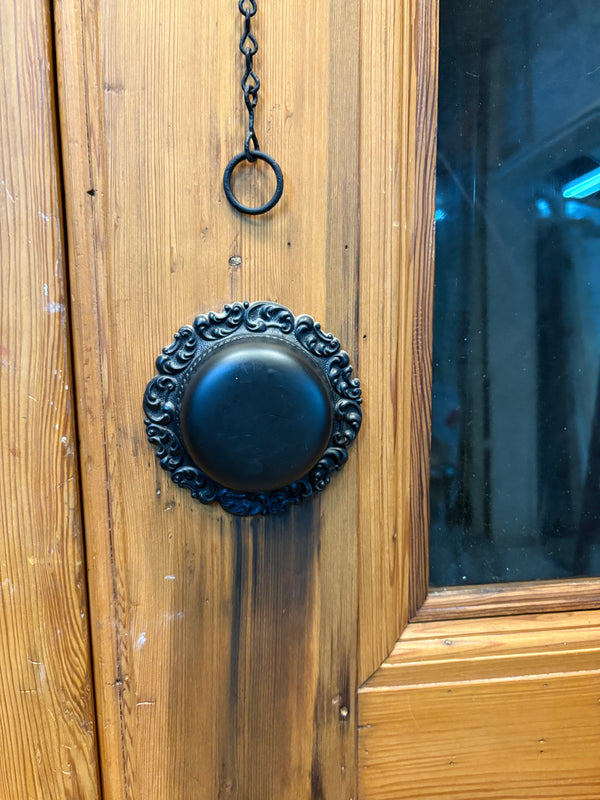 Restored Heart Pine 1/2 Glass Raised Panel Door Pair GS6016