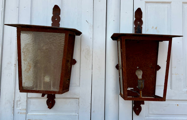 Pair of Antique Iron Hanging Lantern Frames GS6033