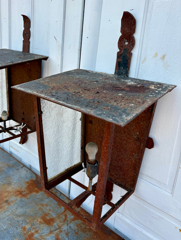Pair of Antique Iron Hanging Lantern Frames GS6033