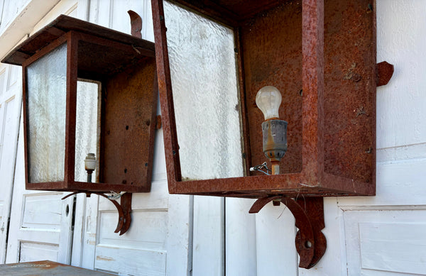 Pair of Antique Iron Hanging Lantern Frames GS6033