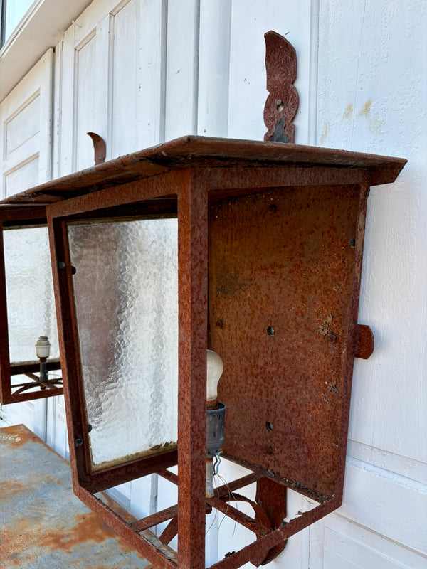 Pair of Antique Iron Hanging Lantern Frames GS6033