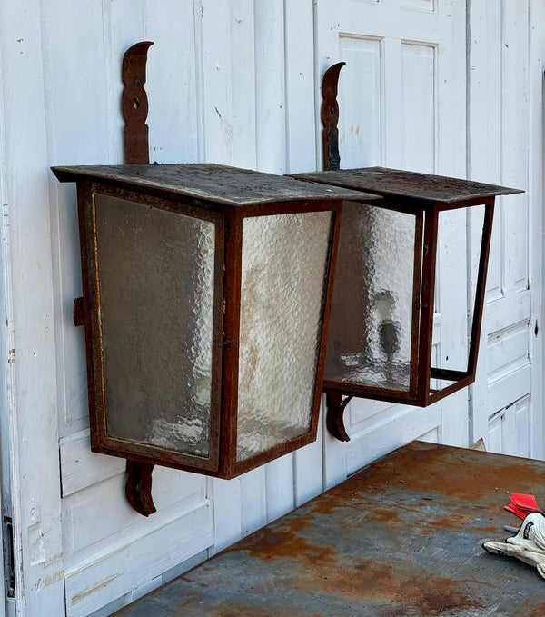Pair of Antique Iron Hanging Lantern Frames GS6033