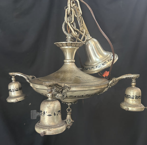 4 Light Nickel Plated Brass Chandelier 14"x12" GS010951
