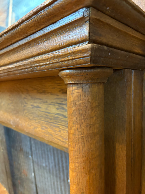 Full Size Oak Wood Mantel w/ Beveled Mirror GS6042