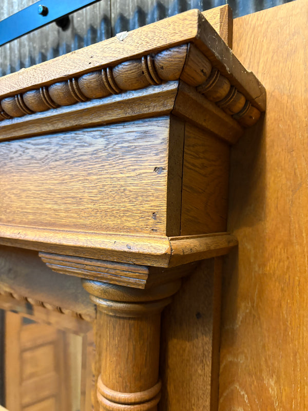 Solid Carved Oak Mantel w/ Beveled Mirror GS6043