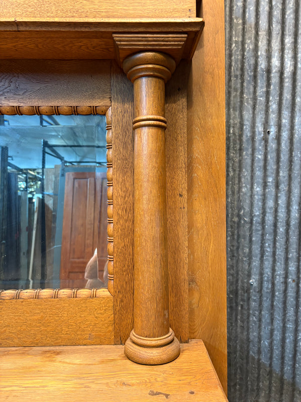 Solid Carved Oak Mantel w/ Beveled Mirror GS6043