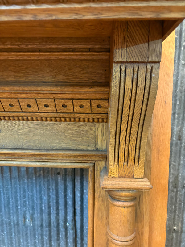 Solid Carved Oak Mantel w/ Beveled Mirror GS6043