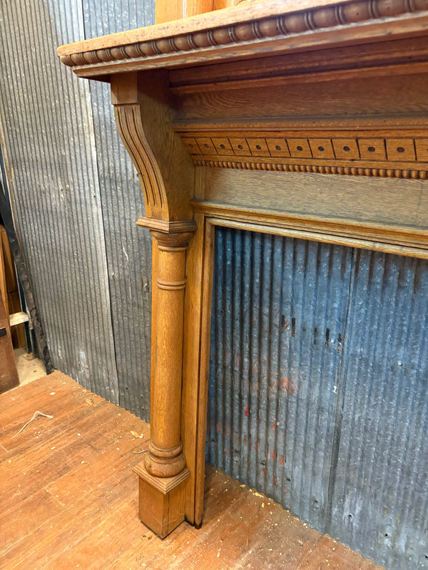 Solid Carved Oak Mantel w/ Beveled Mirror GS6043