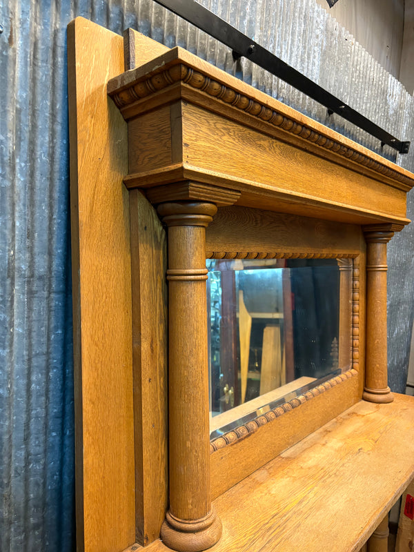 Solid Carved Oak Mantel w/ Beveled Mirror GS6043