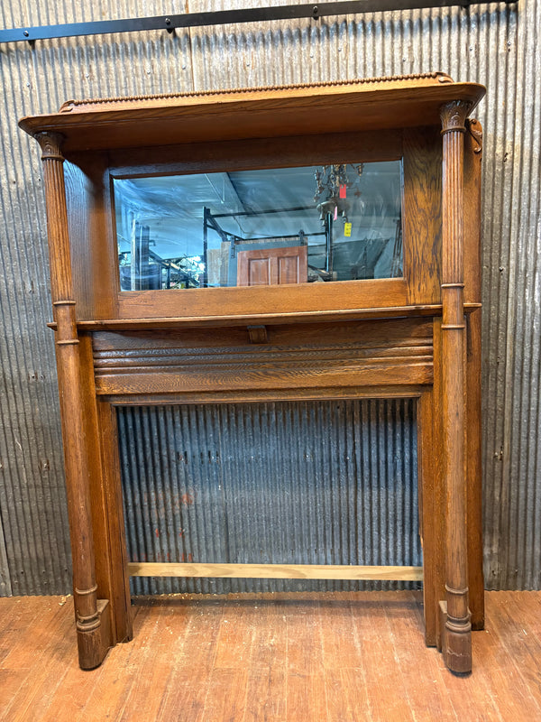 Wood Carved Fireplace Mantel w/ Mirror GS6045