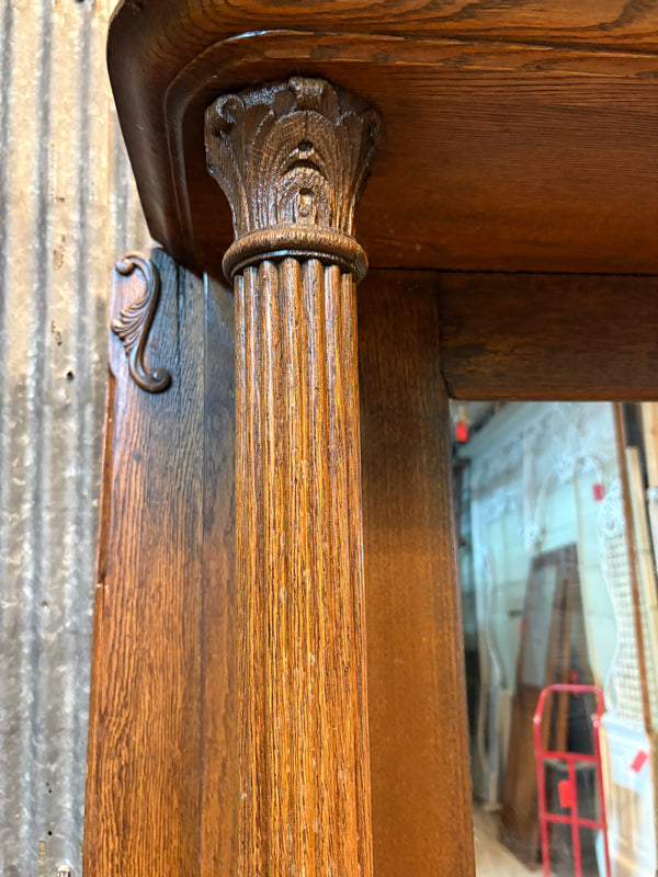 Wood Carved Fireplace Mantel w/ Mirror GS6045