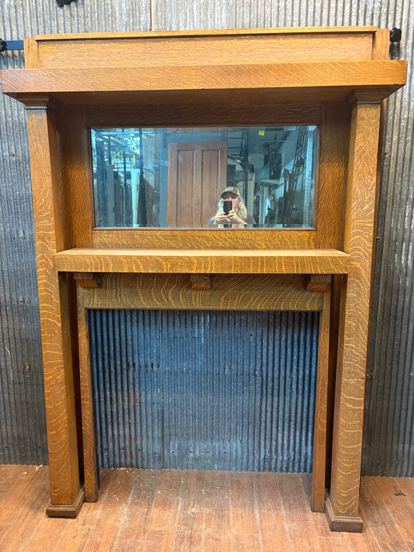 Arts & Crafts Prairie Style Tiger Oak Fireplace Mantel GS6048