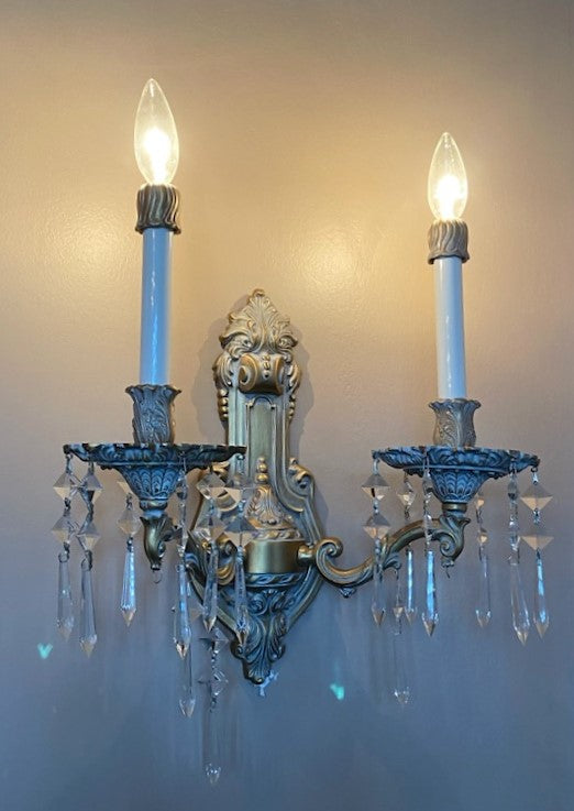 French Inspired 9 Light Tiered Chandelier with Faceted Crystal Prisms GA9375