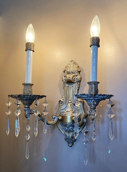 French Inspired 9 Light Tiered Chandelier with Faceted Crystal Prisms GA9375