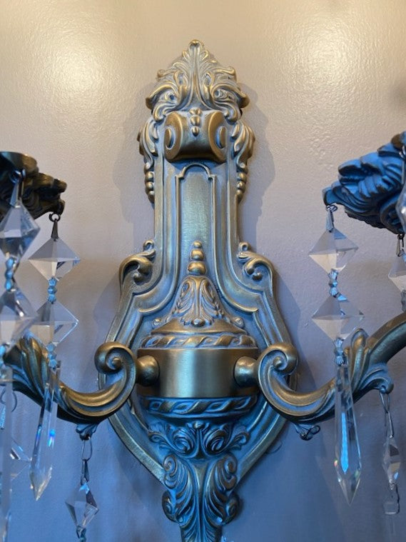 French Inspired 9 Light Tiered Chandelier with Faceted Crystal Prisms GA9375