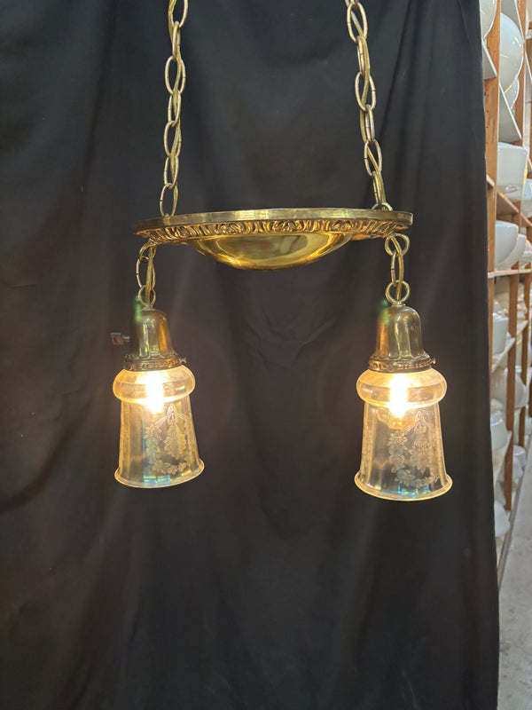 ART DECO BRASS HANGING LIGHT FIXTURE GA10013