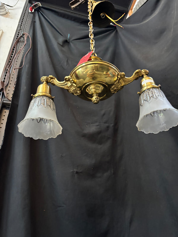 ART DECO DUAL-HANGING LIGHT FIXTURE WITH SHADES GA10016