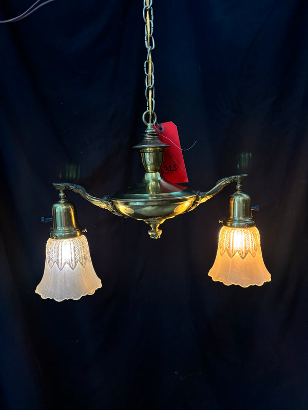 ART DECO DUAL-HANGING LIGHT FIXTURE WITH SHADES GA10016