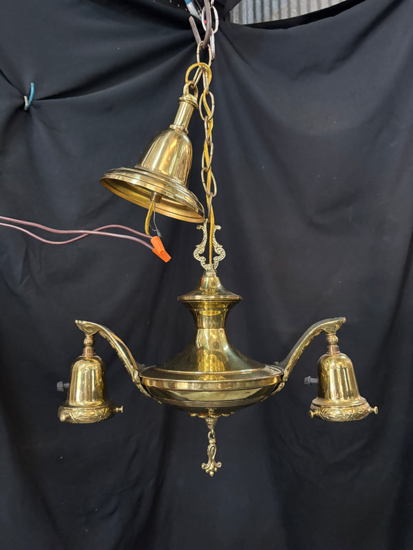 ART DECO BRASS DOUBLE ARM HANGING LIGHT FIXTURE GA10018