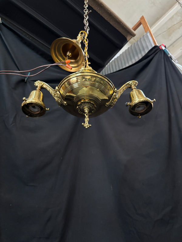 ART DECO BRASS DOUBLE ARM HANGING LIGHT FIXTURE GA10018