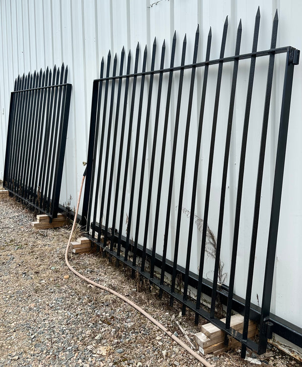 Painted Iron Driveway Gate Pair w/ Spear Top Finials GA20155