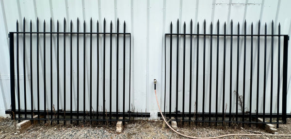 Painted Iron Driveway Gate Pair w/ Spear Top Finials GA20155